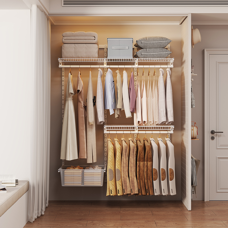 1.4m Metal Wardrobe Open - style Walk - in Closet Steel Wardrobe Frame In - stock Set