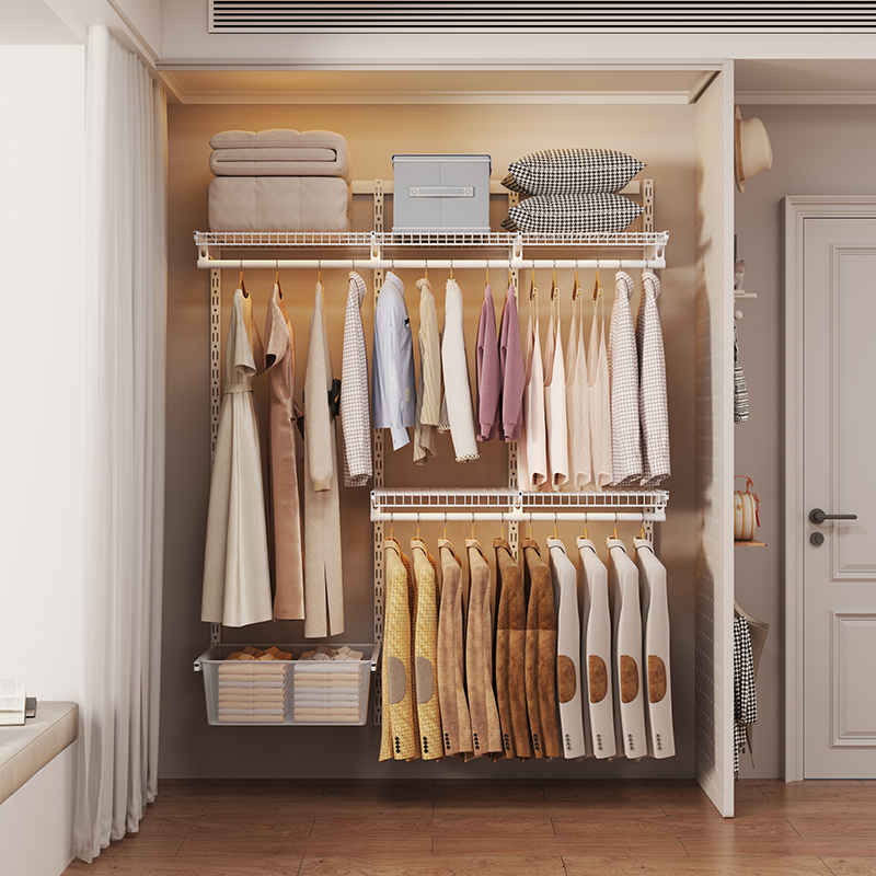 1.5m Metal Wardrobe Open - style Walk - in Closet Steel Wardrobe Frame In - stock Set