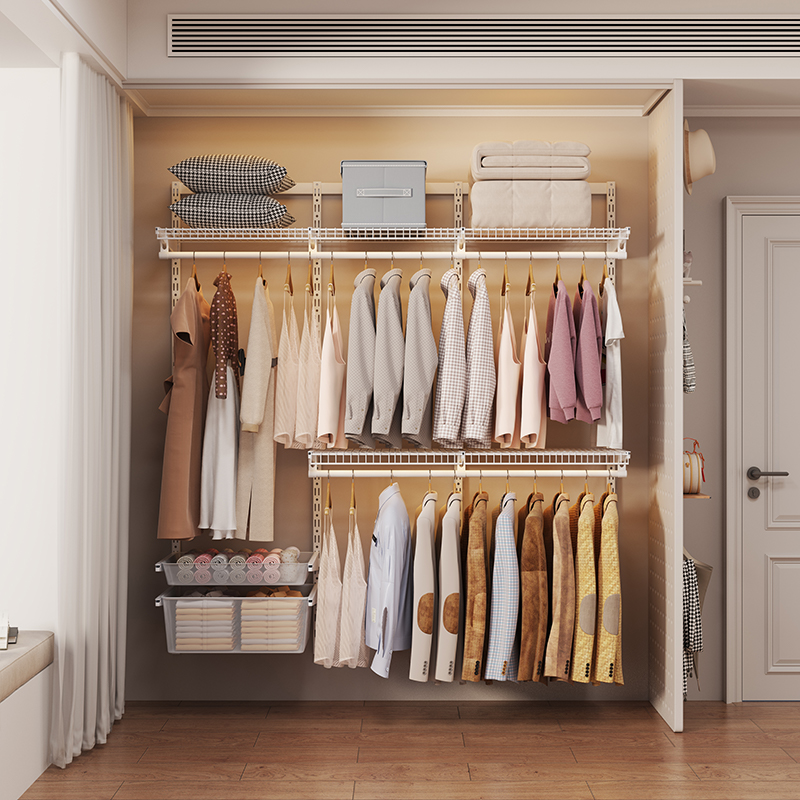 1.7m Metal Wardrobe Open - style Walk - in Closet Steel Wardrobe Frame In - stock Set