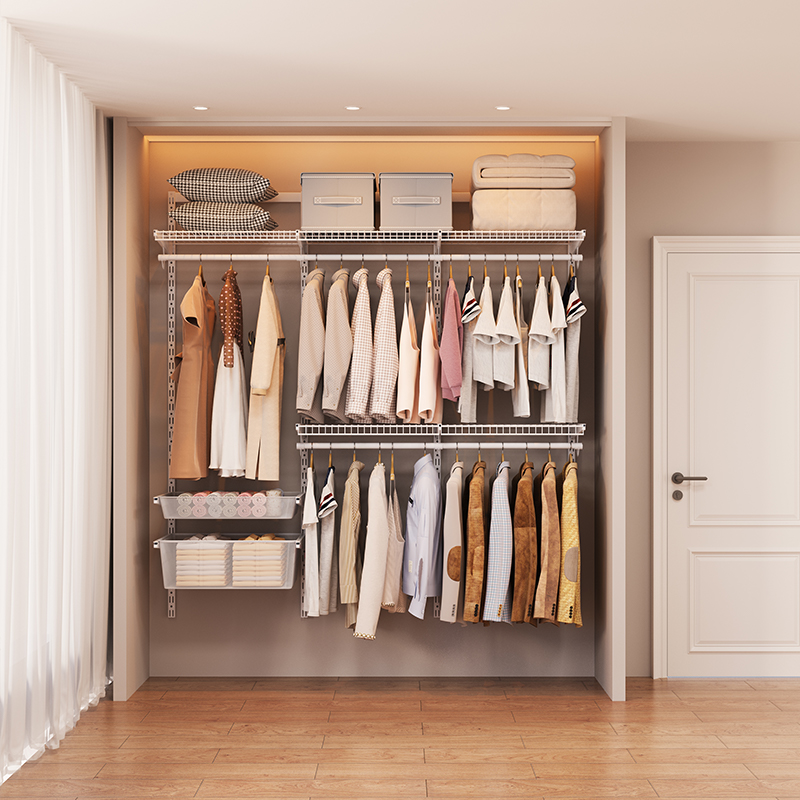 1.8m Metal Wardrobe Open - style Walk - in Closet Steel Wardrobe Frame In - stock Set