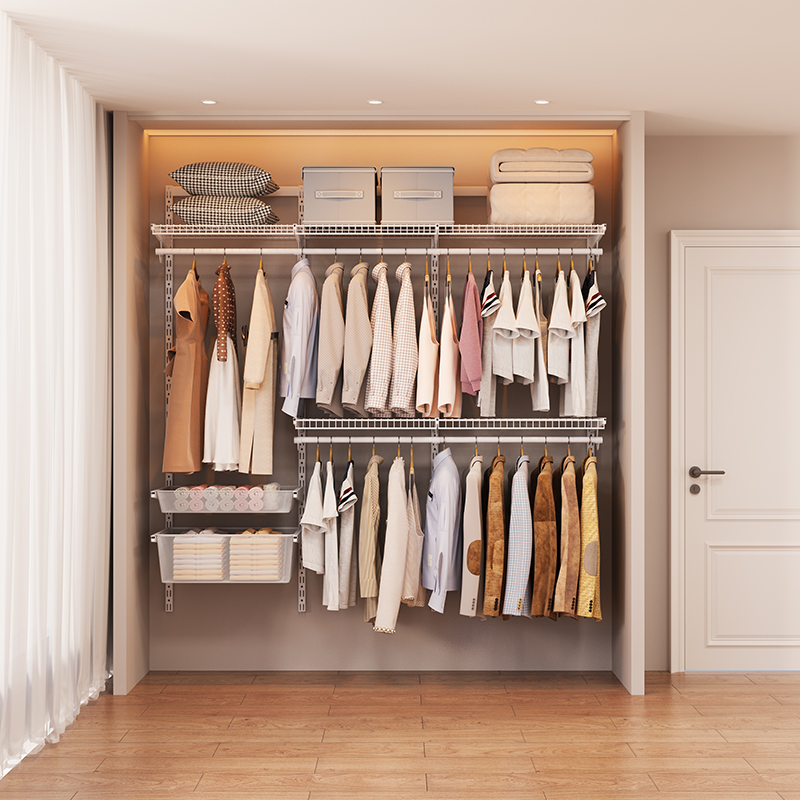 1.9m Metal Wardrobe Open - style Walk - in Closet Steel Wardrobe Frame In - stock Set