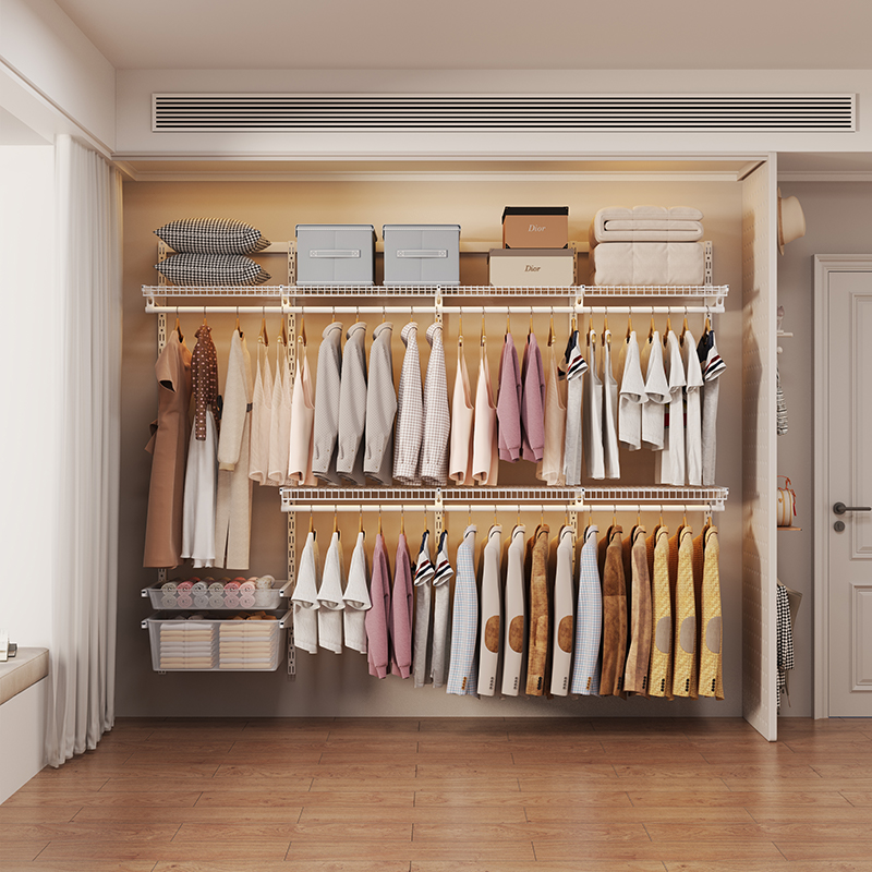 2.4m Metal Wardrobe Open - style Walk - in Closet Steel Wardrobe Frame In - stock Set