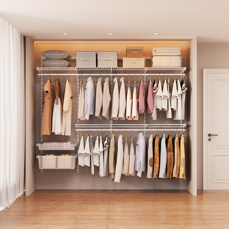 2.3m Metal Wardrobe Open - style Walk - in Closet Steel Wardrobe Frame In - stock Set