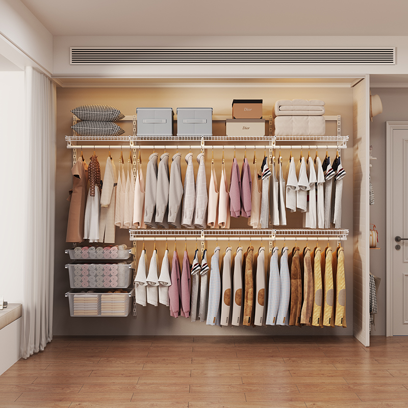 2.5m Metal Wardrobe Open - style Walk - in Closet Steel Wardrobe Frame In - stock Set