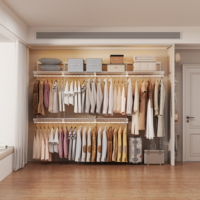 2.6m Metal Wardrobe Open - style Walk - in Closet Steel Wardrobe Frame In - stock Set