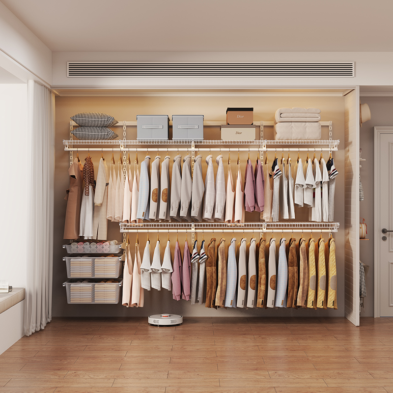 2.8m Metal Wardrobe Open - style Walk - in Closet Steel Wardrobe Frame In - stock Set