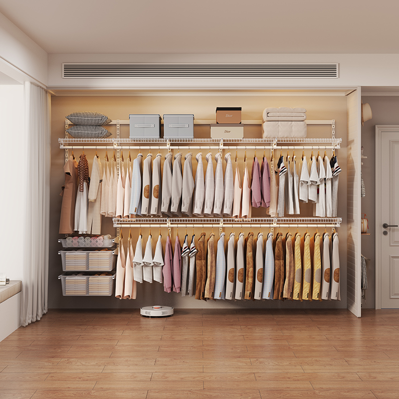 3.0m Metal Wardrobe Open - style Walk - in Closet Steel Wardrobe Frame In - stock Set