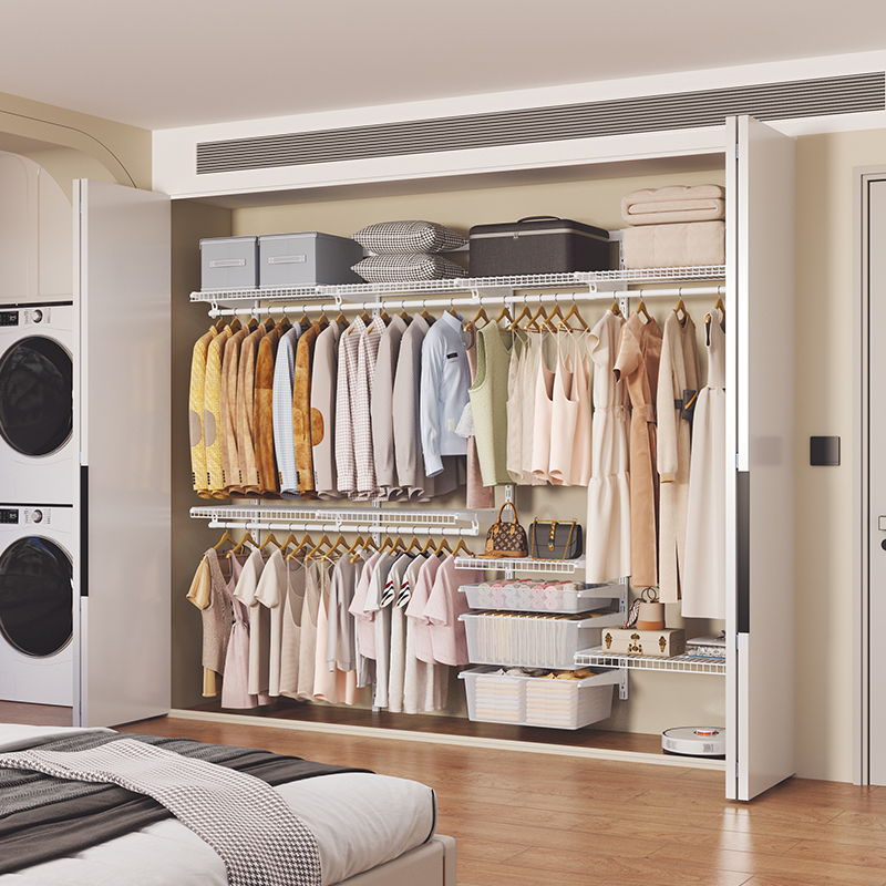 Valulong Metal Wardrobe, Open Walk-in Brick Wall Wardrobe, Cloakroom Shelving, Steel Wardrobe, Simple Bedroom Wardrobe.