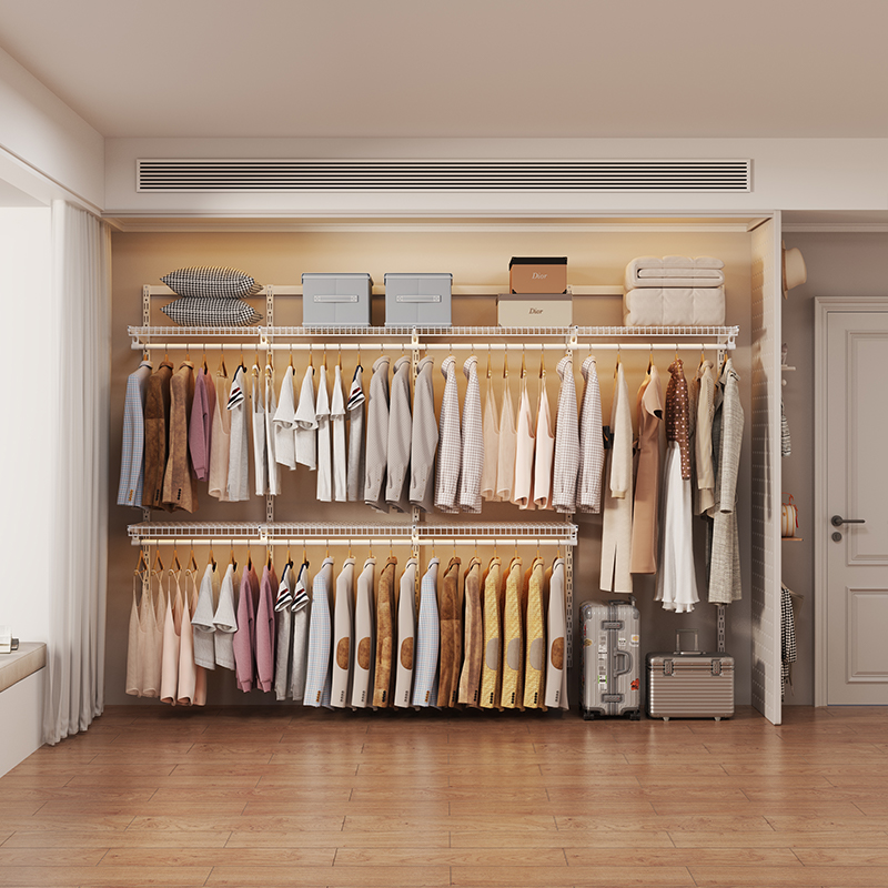 Factory wholesale 2.9m Valulong metal wall wardrobe custom made environmentally friendly cloakroom 0 formaldehyde open wardrobe